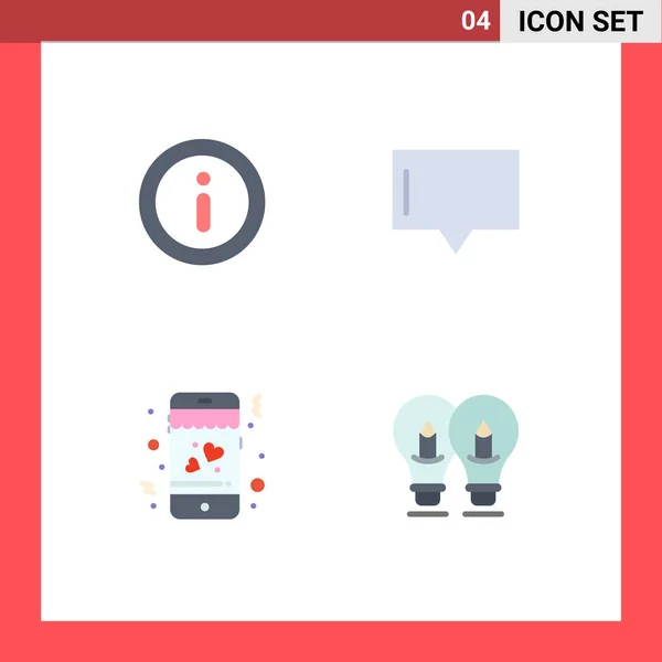 Set Vector Flat Icons Grid Info Bulb Bubble Dating Solution — Vector de stock