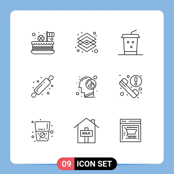 Stock Vector Icon Pack Segni Linea Simboli Uomo Rullo Pane — Vettoriale Stock