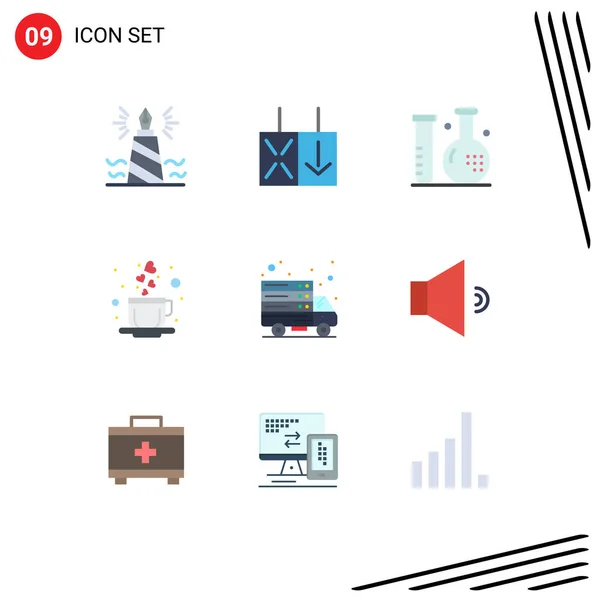 Universal Icon Symbols Group Modern Flat Colors Online Love Disease — 스톡 벡터