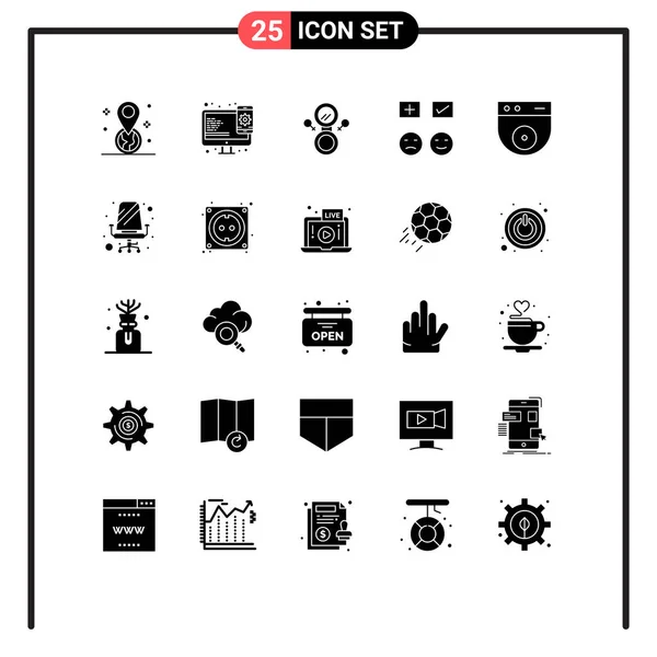 Creative Icons Modern Signs Sysymbols Protect Add Mirror Tick Happy — Archivo Imágenes Vectoriales