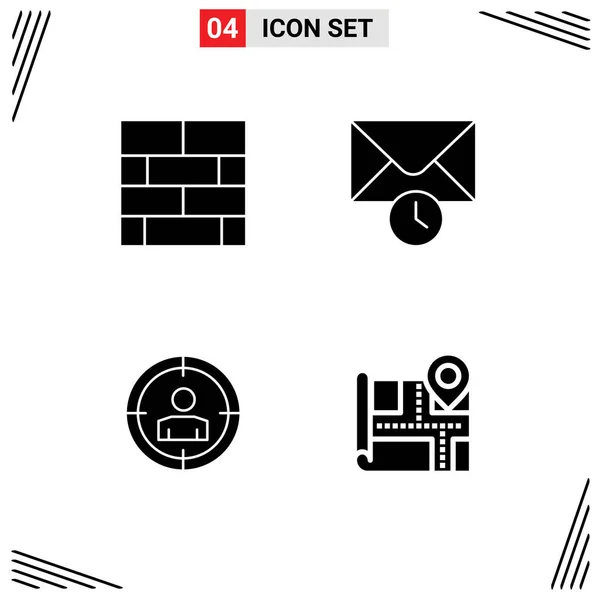 Universal Icon Symbols Group Modern Solid Glyphen Bricks Layout Zielgruppe — Stockvektor
