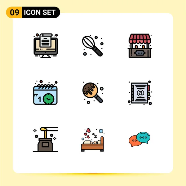 パッケージの9創造的なFilledlineフラット色のお菓子 ロリポップ ゲーム キャンディー スケジュール編集可能なベクトルデザイン要素 — ストックベクタ
