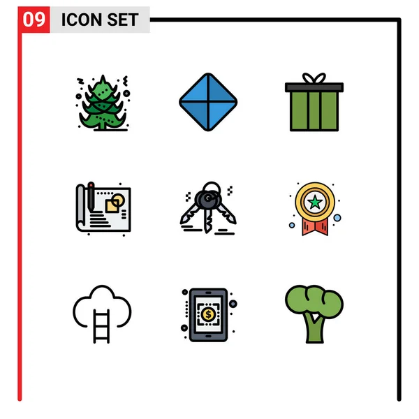 Universal Icon Symbols Group Modern Filledline Flat Colors Medal Real — Vetor de Stock