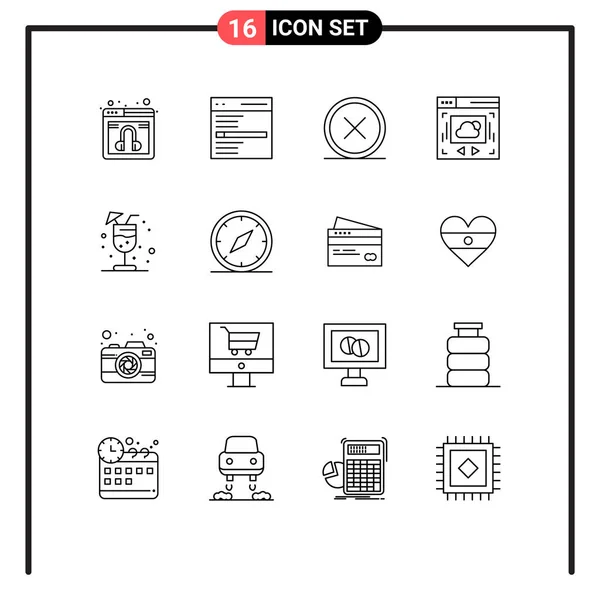 Creative Icons Modern Signs Symbols Drink Website User Ιστοσελίδα Delete — Διανυσματικό Αρχείο