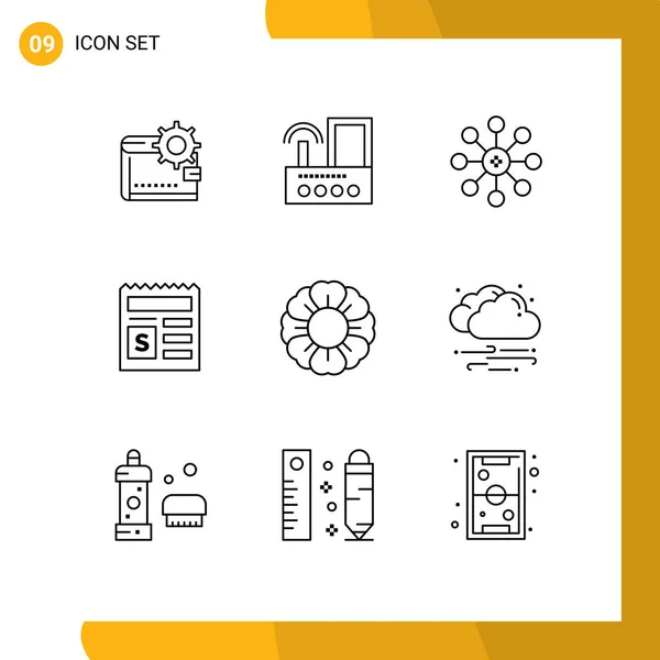 Set Modern Icons Sysymbols Signs Money Chemistry Device Cell Biochemical — Archivo Imágenes Vectoriales