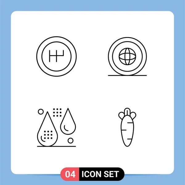 Set Modern Icons Symbols Signs Gearshift Drops Global Location Form — стоковый вектор