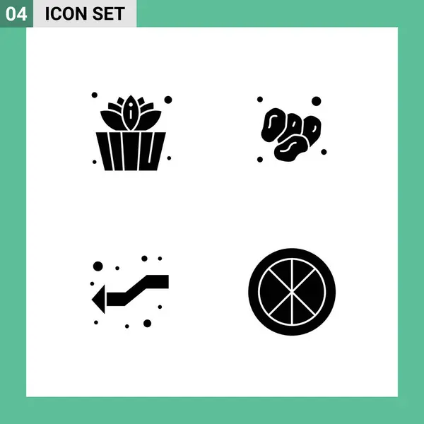 Mobile Interface Solid Gyph Set Pictograms Bucket Intersect Dates Ramadan — Vector de stock