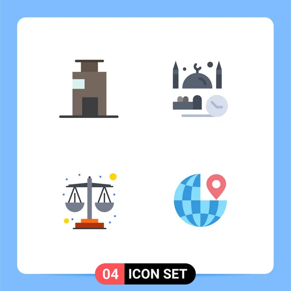 Mobile Interface Flat Icon Set Pictogramas Apartamento Namaz Cidade Mesquita — Vetor de Stock