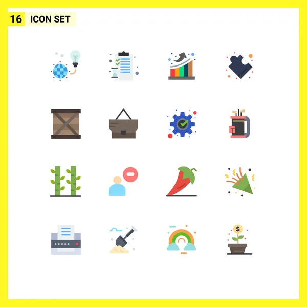 Modern Set Flat Colors Pictograph Coding Solution Pages Puzzle Editable — Stock Vector