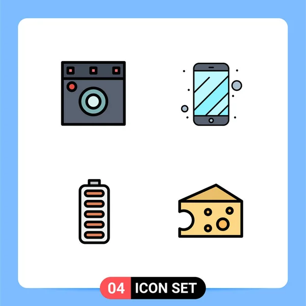 Mobile Interface Filledline Flat Color Set Pictograms Furniture Charging Cell — стоковый вектор