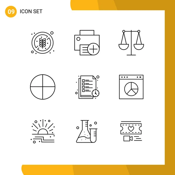 Set Modern Icons Sysymbols Signs Study Time Tablet Hardware Pill — Vector de stock