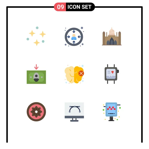 Interface Usuário Flat Color Pack Modern Signs Symbols Mind Brain — Vetor de Stock