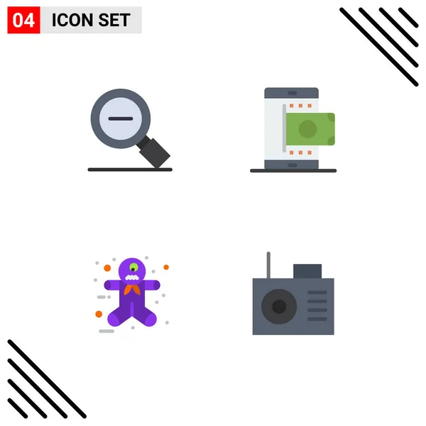 Piktogramm Set Mit Einfachen Flachen Symbolen Von Weniger Smartphone Suche — Stockvektor