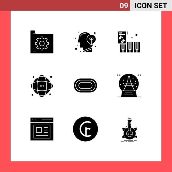 Group Solid Glyphs Signs Symbols Science Information Idea Database Music — Stock Vector