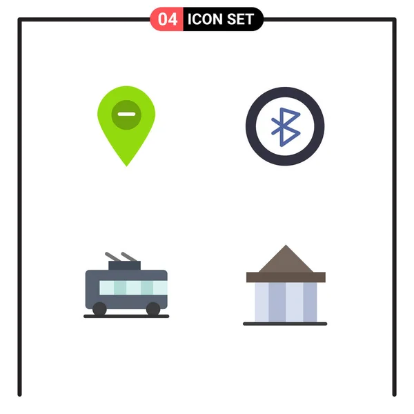 Mobile Interface Flat Icon Set Pictograms Minimizing Transport Marker Connection — Vector de stock