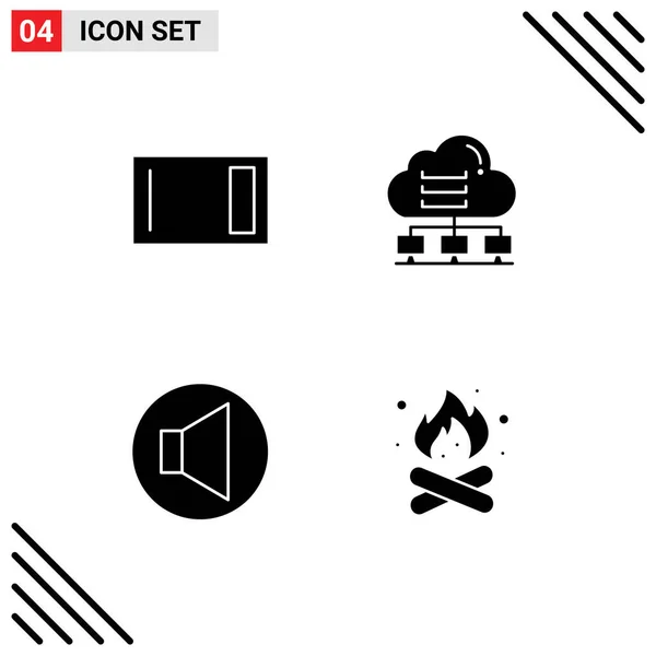 Solid Glyph Pack Universal Symbols Appliances Cloud Home Computer Speaker — стоковый вектор