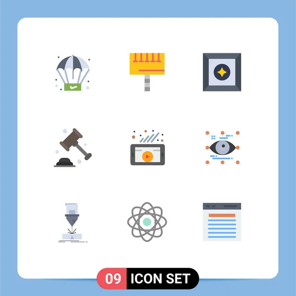 Modern Set Flat Színek Szimbólumok Mint Szociális Hálózat Keresés Kedvenc — Stock Vector