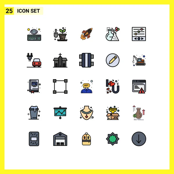 Set Modern Icons Sysymbols Signs Tube Lab Startup Flask Mission — Vector de stock