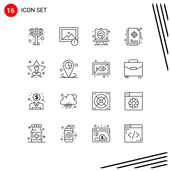 Set Modern Icons Sysymbols Signs User Bright Stationery Target Management — Vector de stock