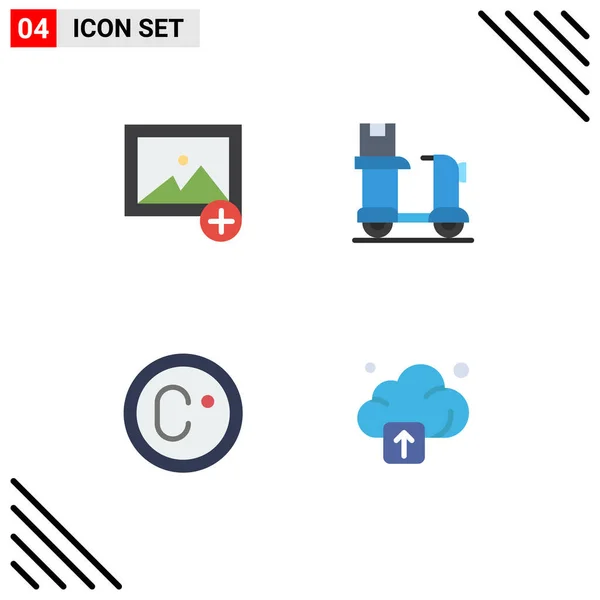 Pack Iconos Color Creativos Añadir Graduar Bicicleta Logística Cloud Editable — Vector de stock