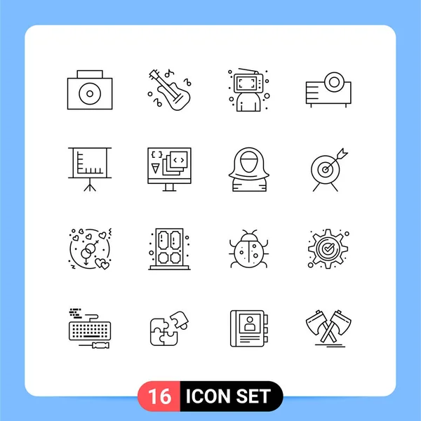 Stock Vector Icon Confezione Segni Simboli Linea Educazione Lavagna Online — Vettoriale Stock