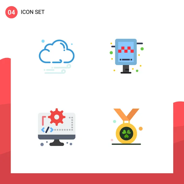 Pictogram Set Simple Flat Icons Cloud Digital Board Taxi Award — Stock Vector