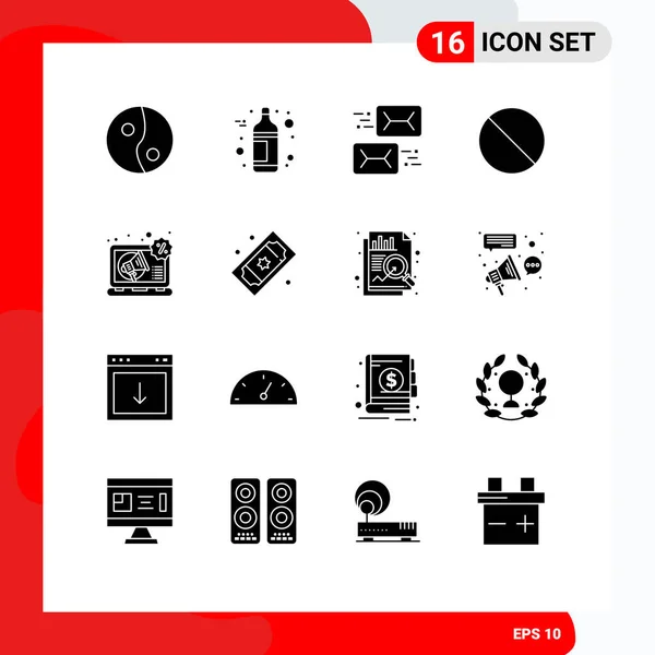 Stock Vector Icon Pack Segni Linea Simboli Promozione Digitale Lettera — Vettoriale Stock