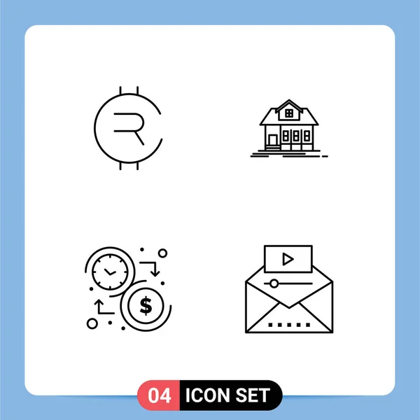 User Interface Line Pack Moderner Zeichen Und Symbole Für Rubycoin — Stockvektor