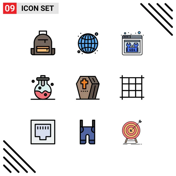 Set Modern Icons Sysymbols Signs Halloween Laboratory Web Lab Repair — Archivo Imágenes Vectoriales