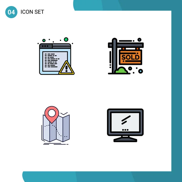 Set Modern Icons Sysymbols Signs Alert Map House Income Route — Vector de stock