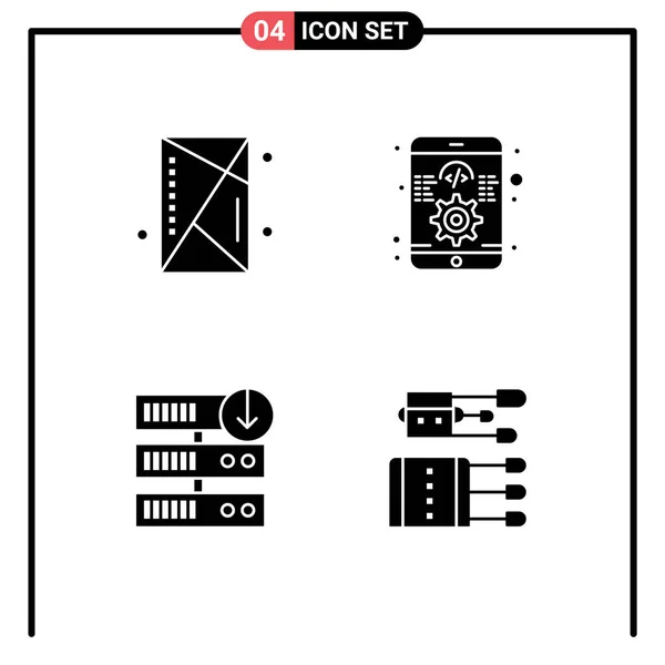 Solid Glyph Pack Universal Symbols Console Downgrade Outline Development Server — ストックベクタ