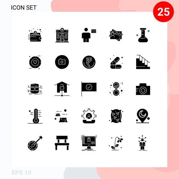 Universal Solid Glyphs Set Web Mobile Applications Flask Heart Avatar — Stock Vector