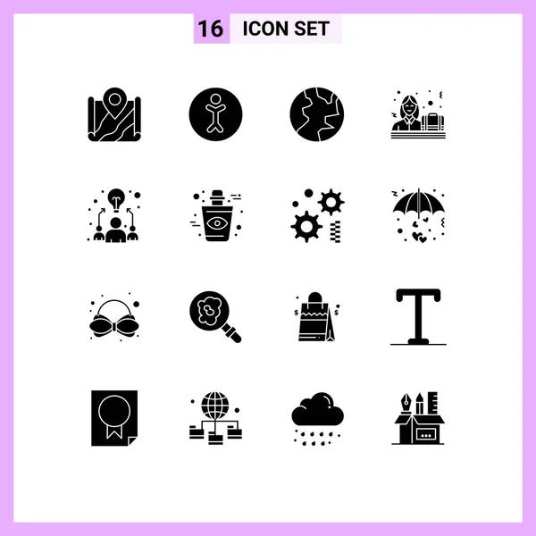 Set Modern Icons Sysymbols Signs Team Business Earth Female Women — Vector de stock