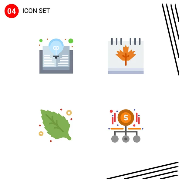 Set Vector Flat Icons Grid Study Environment Idea Canada Leaf — Vector de stock