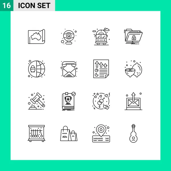 Icône Vectorielle Stock Paquet Signes Symboles Ligne Pour Sécurisé Dossier — Image vectorielle