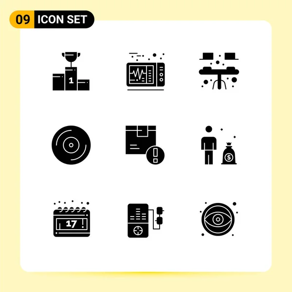 Universal Icon Symbols Group Modern Solid Glyphen Attention Plattenspieler Schreibtisch — Stockvektor