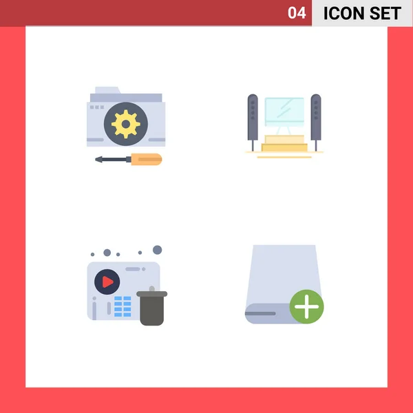 Creative Icons Современные Знаки Символы Connection Delete Setting Computing Video — стоковый вектор