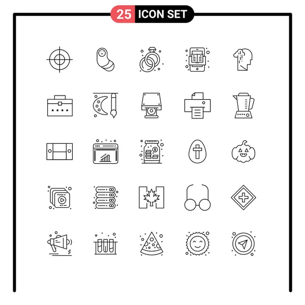 25创意偶像忧郁 在线编辑矢量设计元素的现代符号和符号 — 图库矢量图片