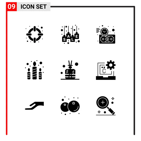 Interfejs Użytkownika Solid Glyph Pack Nowoczesnych Znaków Symboli Kija Party — Wektor stockowy