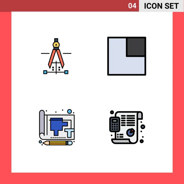 Universal Icon Symbols Group Modern Filledline Flache Farben Des Kompasses — Stockvektor