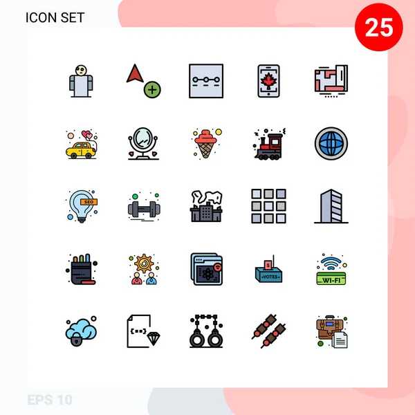 Universal Icon Symbols Group Modern Filled Line Flat Colors Navigation — 스톡 벡터