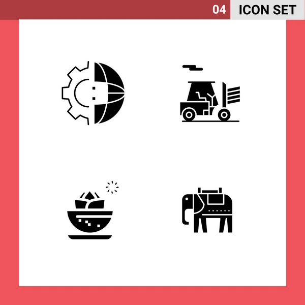 Solid Glyph Pack Universal Symbols Development Local Processing Outline Spa — Stockový vektor