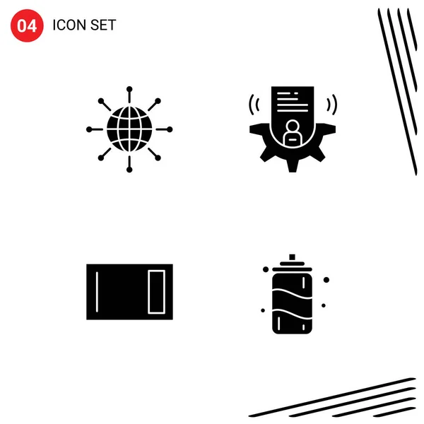 Editable Vector Line Pack Simple Solid Glyphs Connect Appliances Earth — Stock Vector