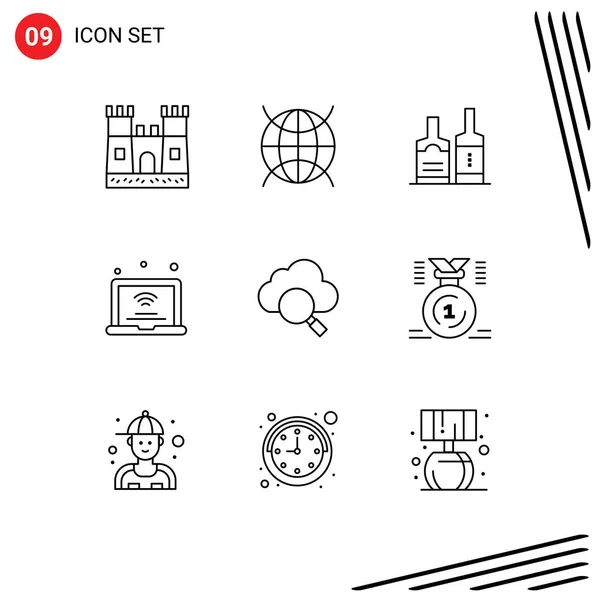 Outline Pack Universal Symbols Search Wifi Beverage Iot Internet Editable — Stock Vector