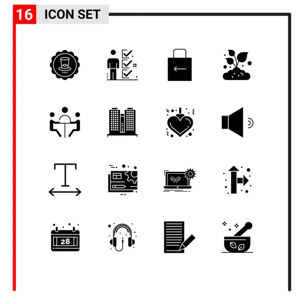 16用户接口商业 安全和可编辑向量设计元素的现代符号和符号的固体象形文字包 — 图库矢量图片