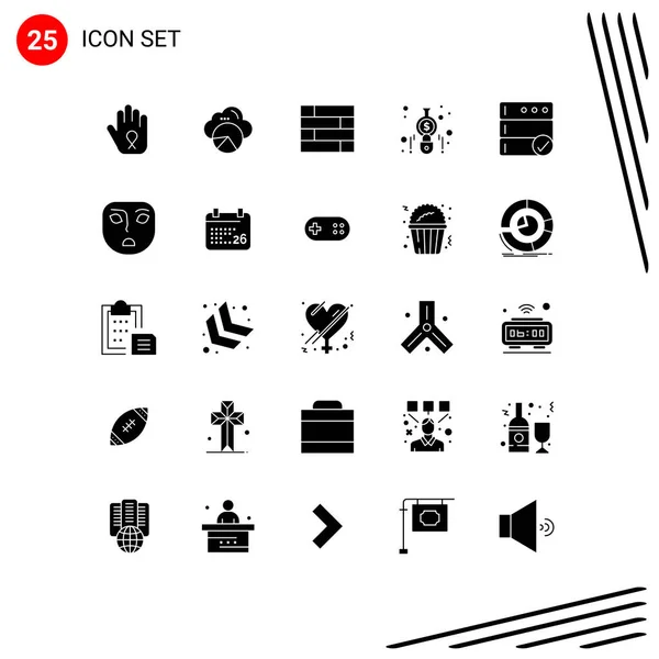 Set Modern Icons Symbols Signs Server Backup Lock Pad Finance — Stock Vector