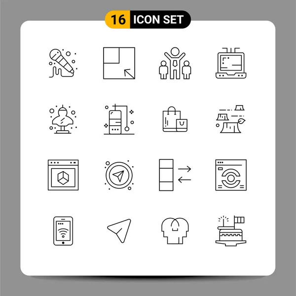 Universal Icon Symbols Group Modern Outlines Travel Greek People Classic — Vetor de Stock