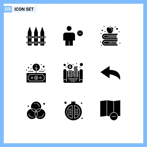 Pictogram Set Simple Solid Glyphs 마이너스 Editable Vector Design Elements — 스톡 벡터