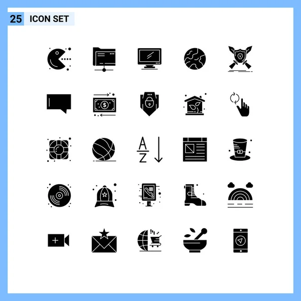 Interface Utilisateur Glyphe Solide Pack Signes Symboles Modernes Emblème Dans — Image vectorielle