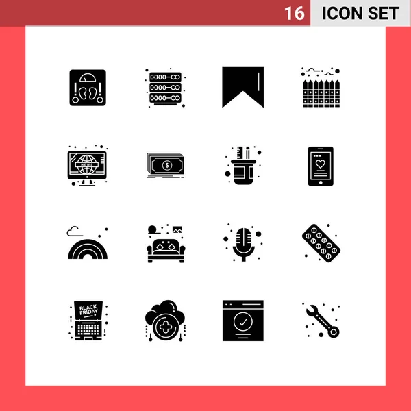 Interface Usuário Solid Glyph Pack Modern Signs Symbols Money Television —  Vetores de Stock